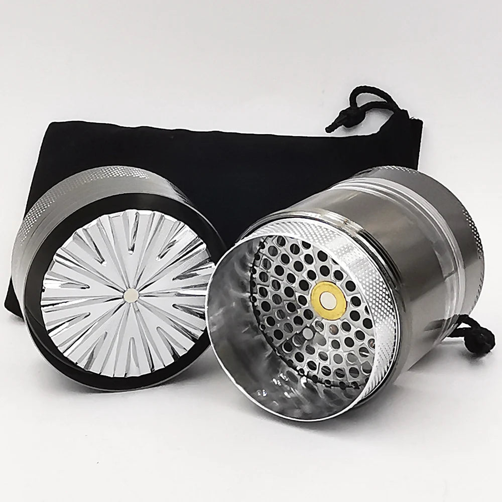 New 55MM Toothless Manual Metal Herb Grinder Spice Crusher Large-Capacity Portable Toothless Design Transparent Screen Catcher