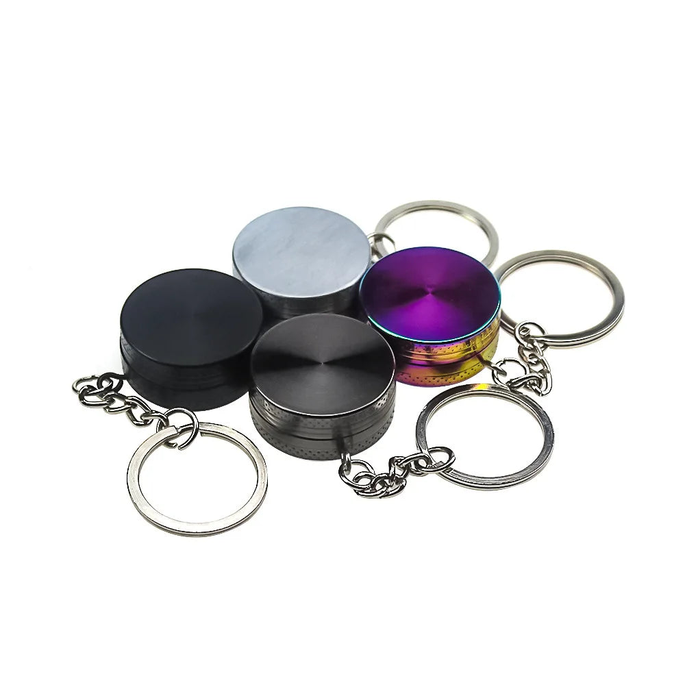 30Mm Mini 2-Layers Herb Tobacco Grinder with Keychain Cigarette Grinder Spice Cigarette Herb Tobacco Grinder Crusher Hand Miller