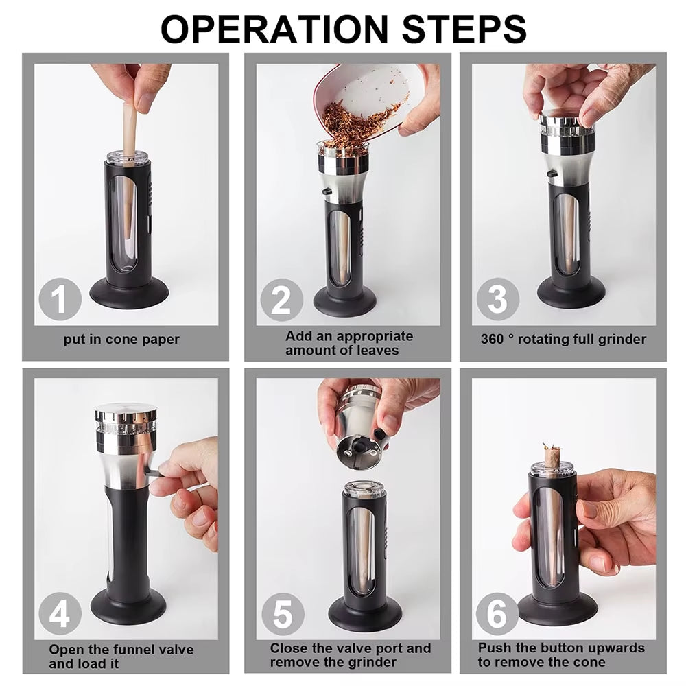 2 in 1 Herb Grinder and Cone Filler, Portable Herb Grinder and Roll Filling Machine, Herb Grinder Cone Loader Grinder Roller