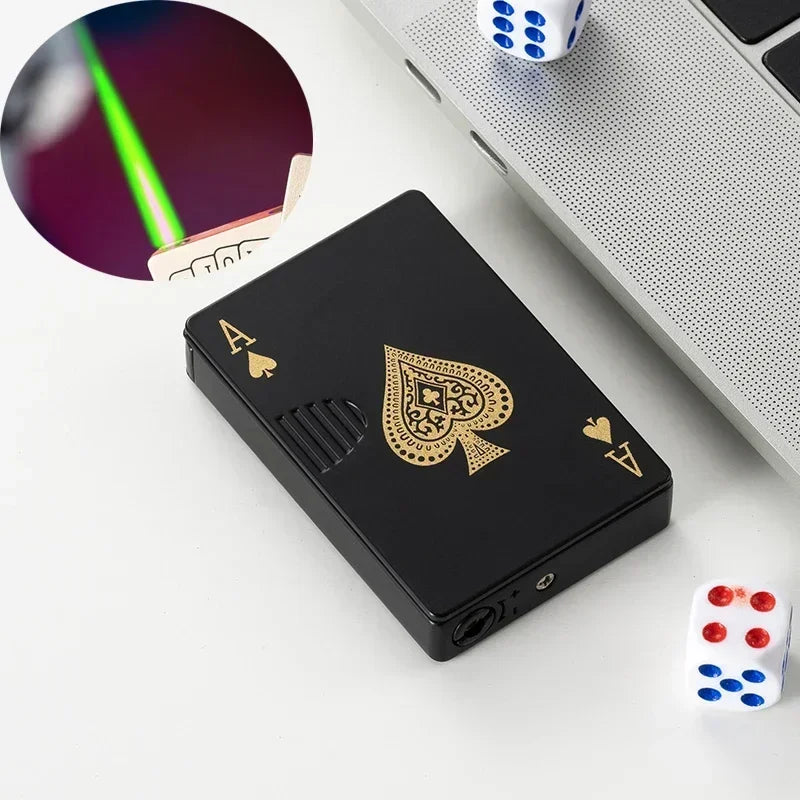 Creative Playing Cards Lighter Flashlight Windproof Straight Metal Lighter Metal Fun Toy for Smoking Accessories Men Small Gifts