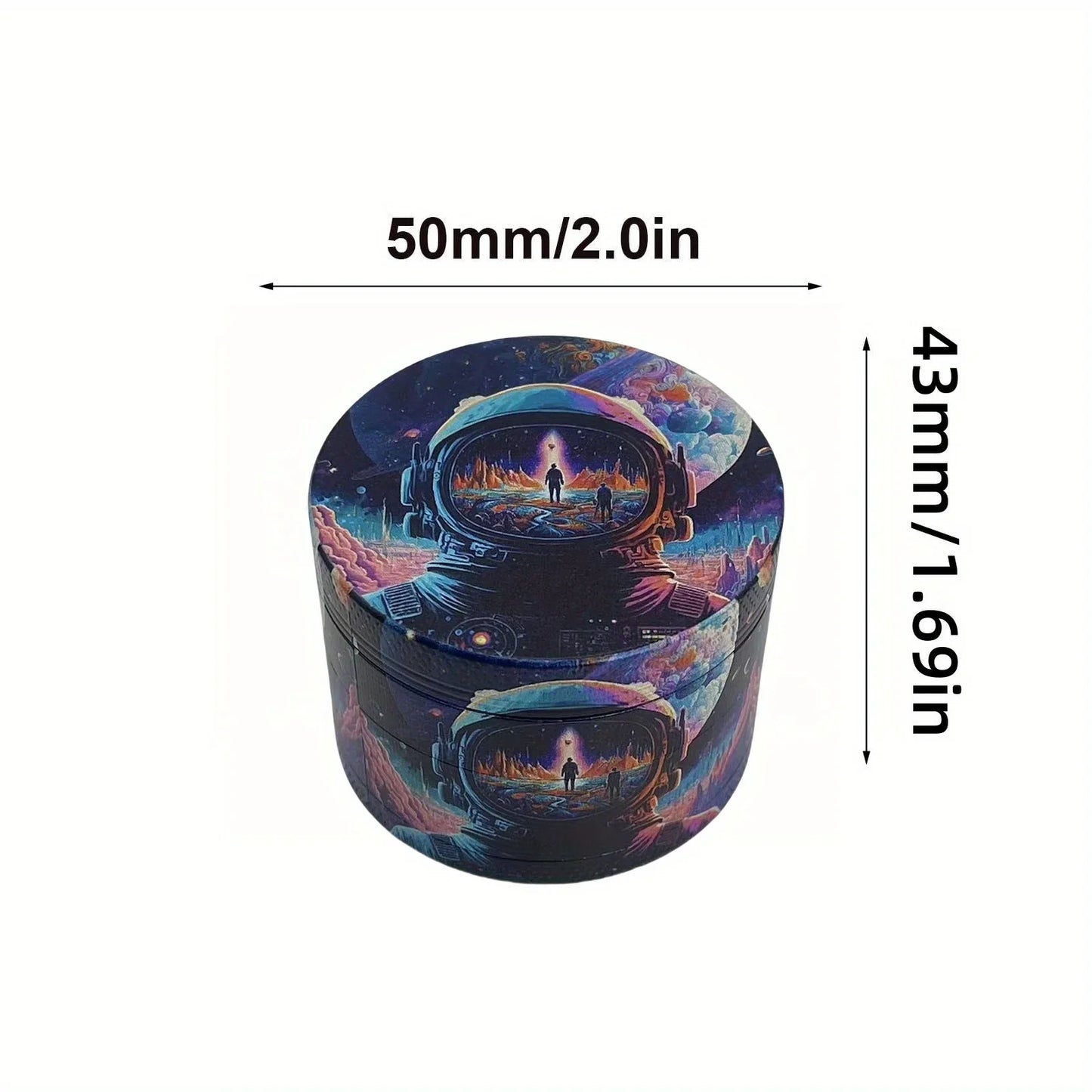 50Mm Metal Astronaut Herb Grinder 4-Layer Spice Mill Mortar Raw Grass Tobacco Grinder Kitchen Tool Cigarette Smoking Accessories