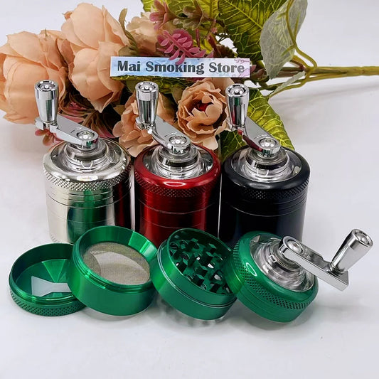 1.6Inch Handle Herb Grinder 4-Layer Manual Spice Mill Metal Pepper Salt Mortar Raw Grass Tobacco Grinder Cigarette Accessories