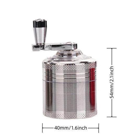 1.6Inch Handle Herb Grinder 4-Layer Manual Spice Mill Metal Pepper Salt Mortar Raw Grass Tobacco Grinder Cigarette Accessories