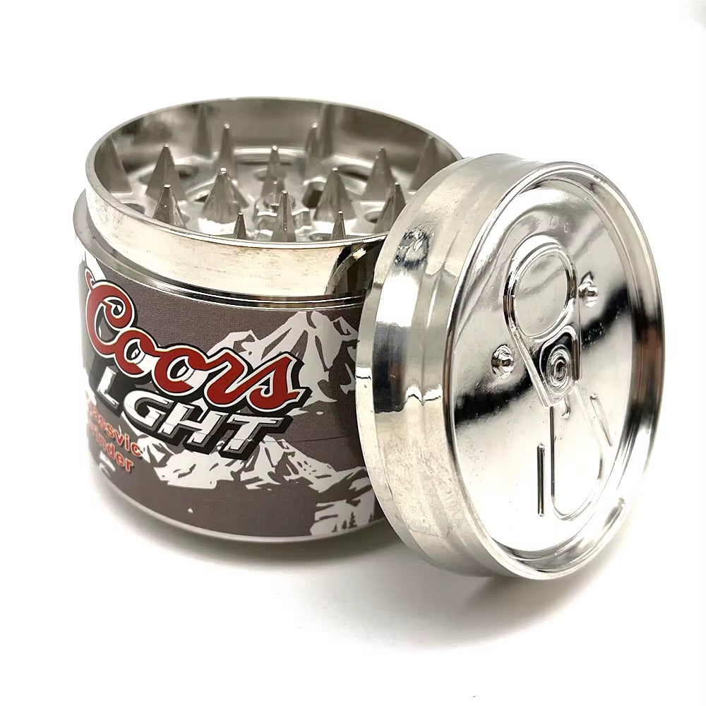 50Mm Zinc Alloy Herb Smoking Tobacco Grinder Crusher 4 Layer Tobacco Grinder Small Beer Zip Top Can Metal Grinder Grinder