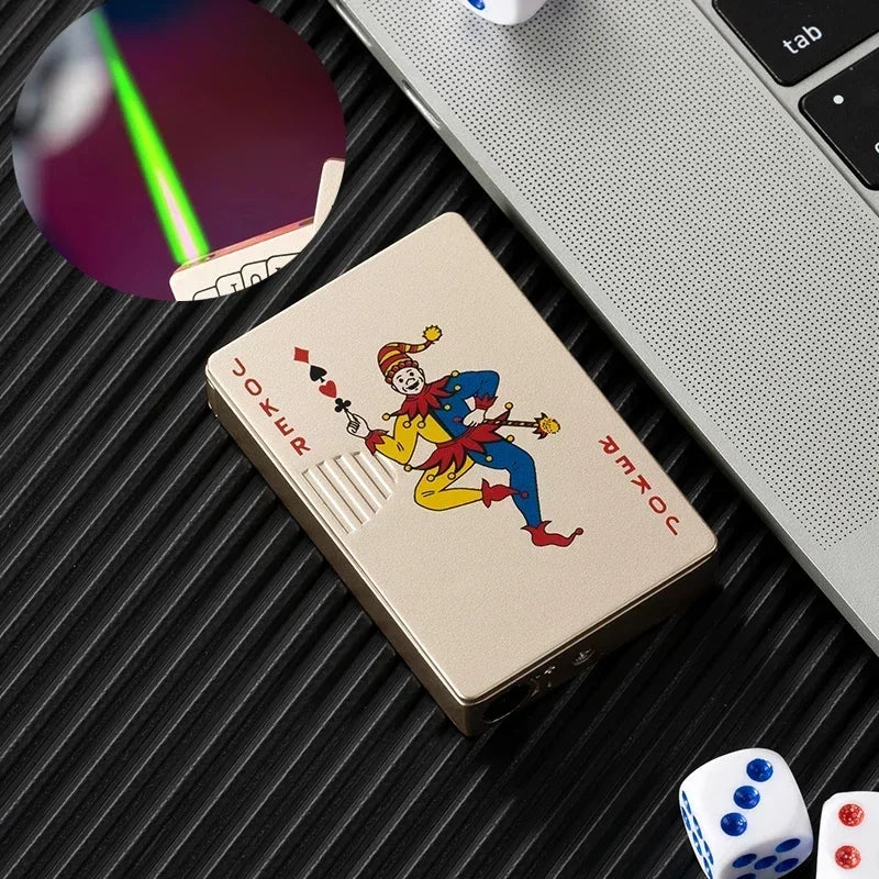Creative Playing Cards Lighter Flashlight Windproof Straight Metal Lighter Metal Fun Toy for Smoking Accessories Men Small Gifts