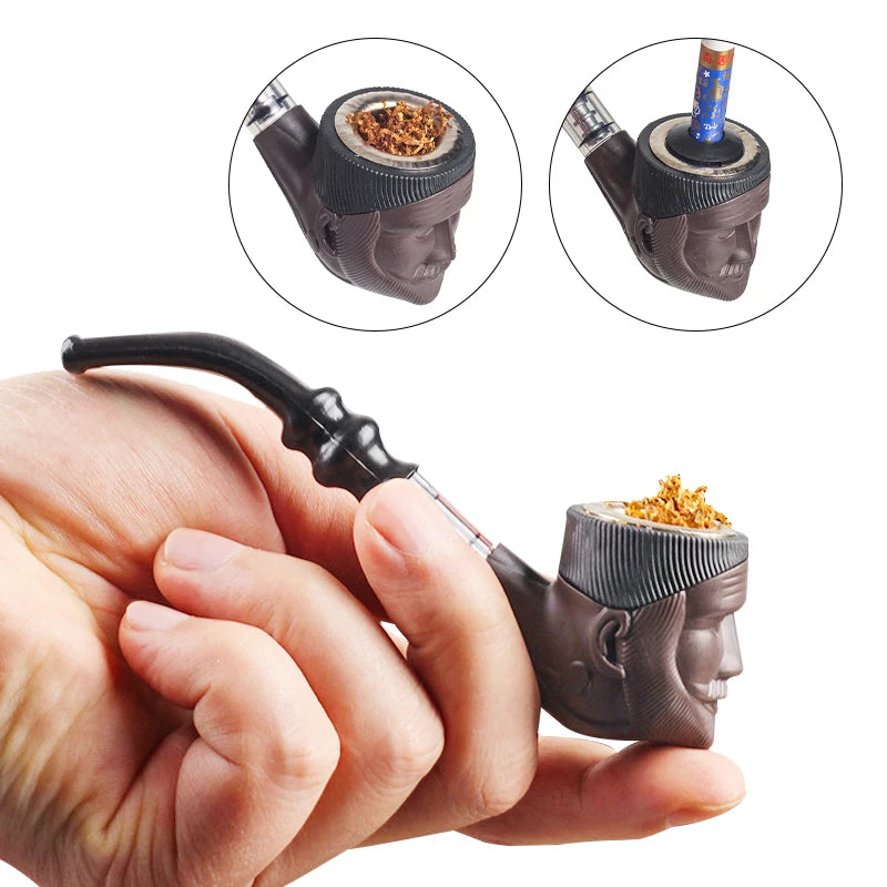 Portable Tobacco Bent Pipe Wooden Smoking Filter Grinder Handheld Herb Pipes Cleaning Durable Cigarette Accessories Men'S Gifts