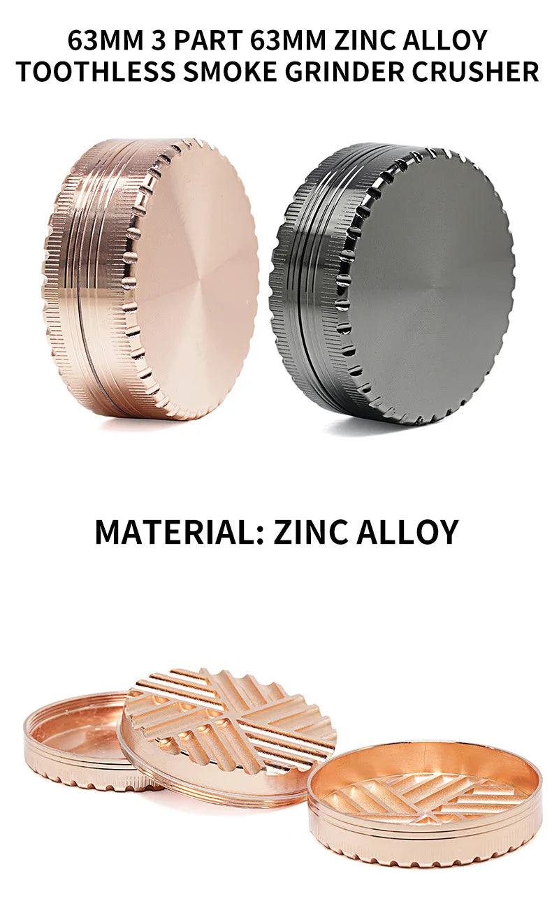 63Mm Toothless Tobacco Herb Grinder Herbal Grinders 2 Layers Creative Aluminum Alloy Smoke Breaker Spice Crusher Mill Shredder