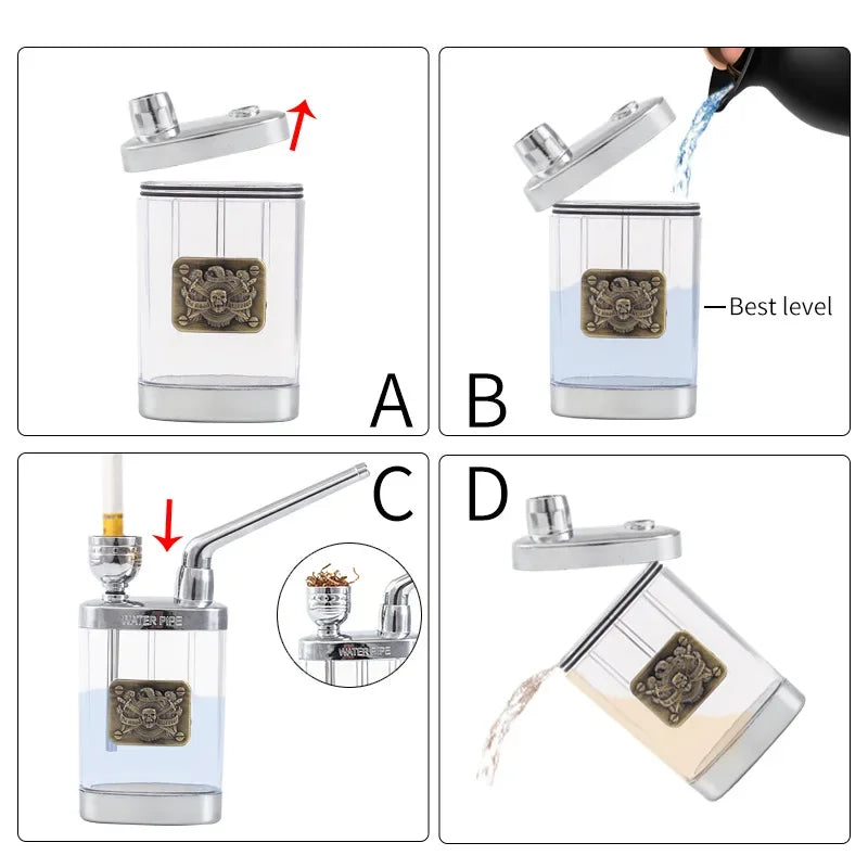 New Design Tar Filtration Water Smoke Pipe Microfilter Portable Tobacco Pipe Creative Circulation Cigarette Filter Smoking Tool