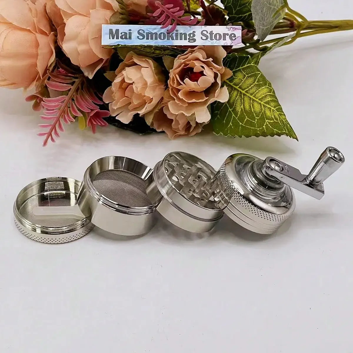 1.6Inch Handle Herb Grinder 4-Layer Manual Spice Mill Metal Pepper Salt Mortar Raw Grass Tobacco Grinder Cigarette Accessories