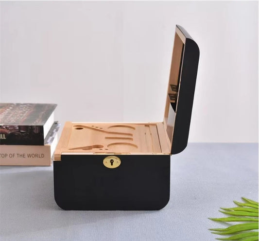 Premium Bamboo Storage Chest Movable Rolling Tray Wood Box Case Crusher Organizer Smoking Accessories Tools Table Decorations