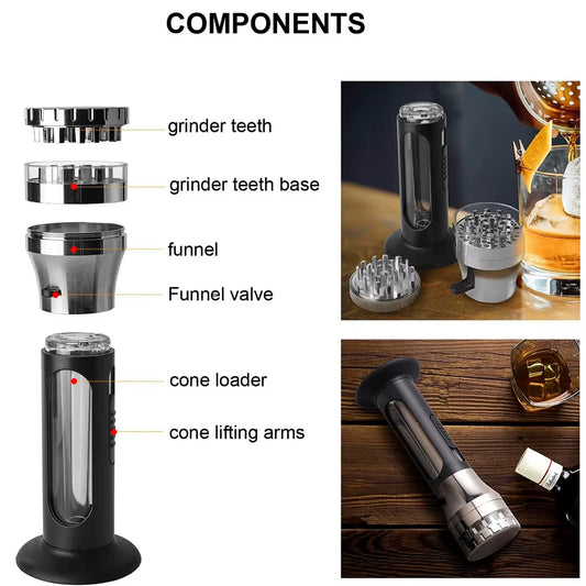 2 in 1 Herb Grinder and Cone Filler, Portable Herb Grinder and Roll Filling Machine, Herb Grinder Cone Loader Grinder Roller