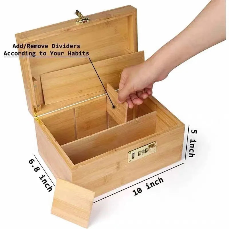 Premium Bamboo Storage Chest Movable Rolling Tray Wood Box Case Crusher Organizer Smoking Accessories Tools Table Decorations