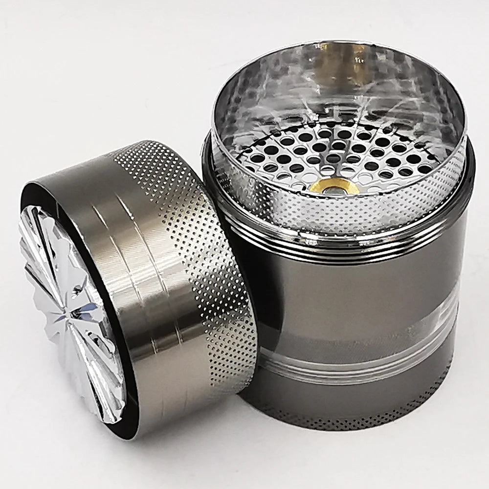 New 55MM Toothless Manual Metal Herb Grinder Spice Crusher Large-Capacity Portable Toothless Design Transparent Screen Catcher